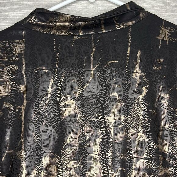 Chico’s Travelers Full Zip Black and Gold Metallic Snake Skin Jacket Size 2 - Picture 8 of 9